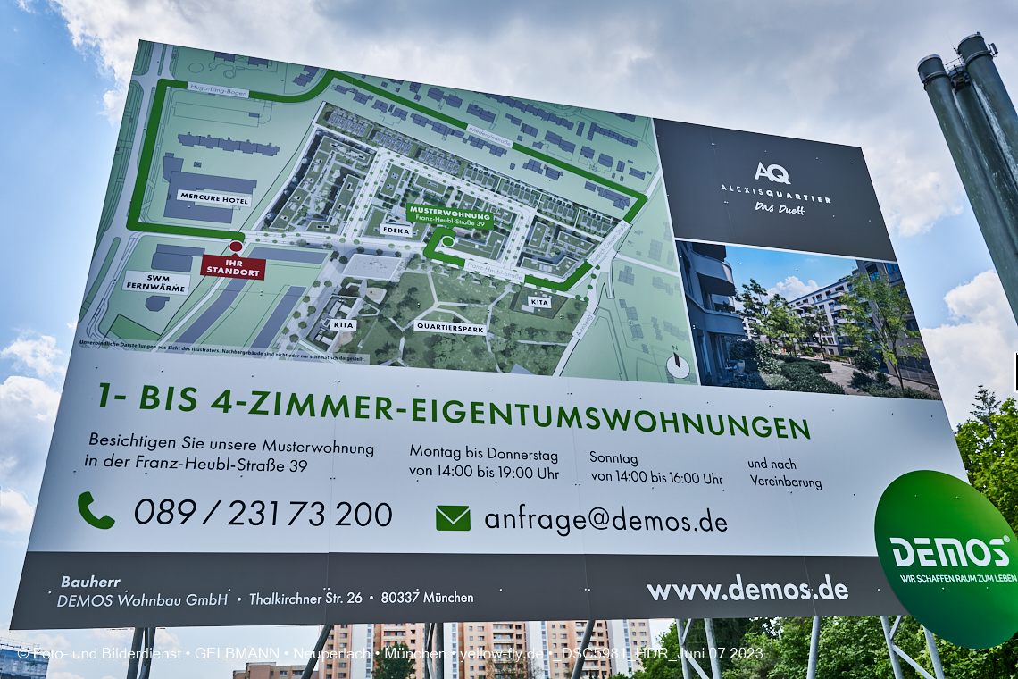 07.06.2023 - Neue Hinweistafeln für das Alexisquartier und Pandion Verde in Neuperlach in München